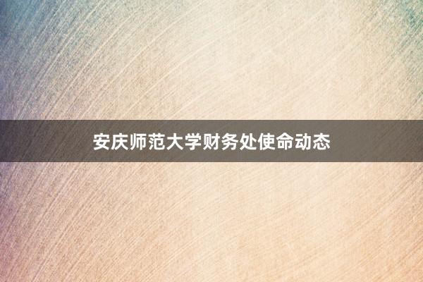 安庆师范大学财务处使命动态